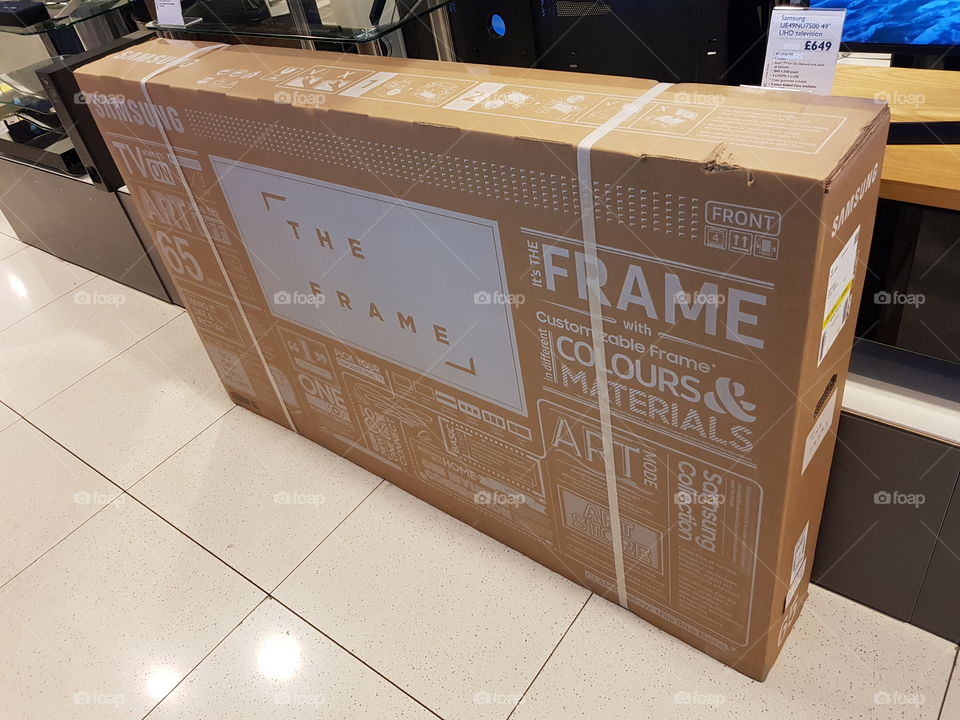 Samsung The Frame TV 4K UHD television new in box at Peter Jones Sloane square Chelsea King's road London