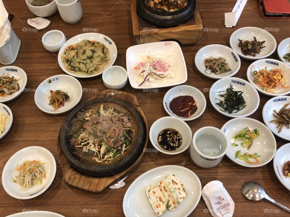 Korean food with side dishes