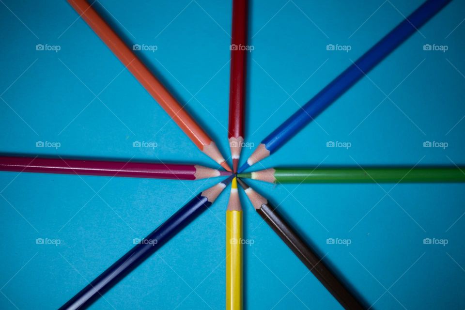 pencil color and the blue background