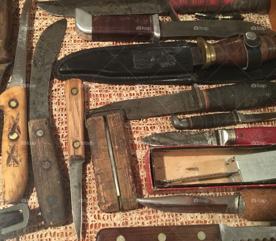 Close-up of antique knives
