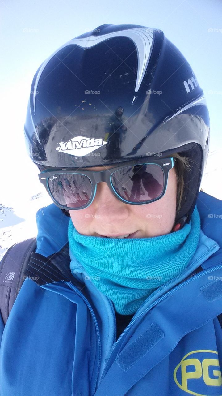 skiing and helmet