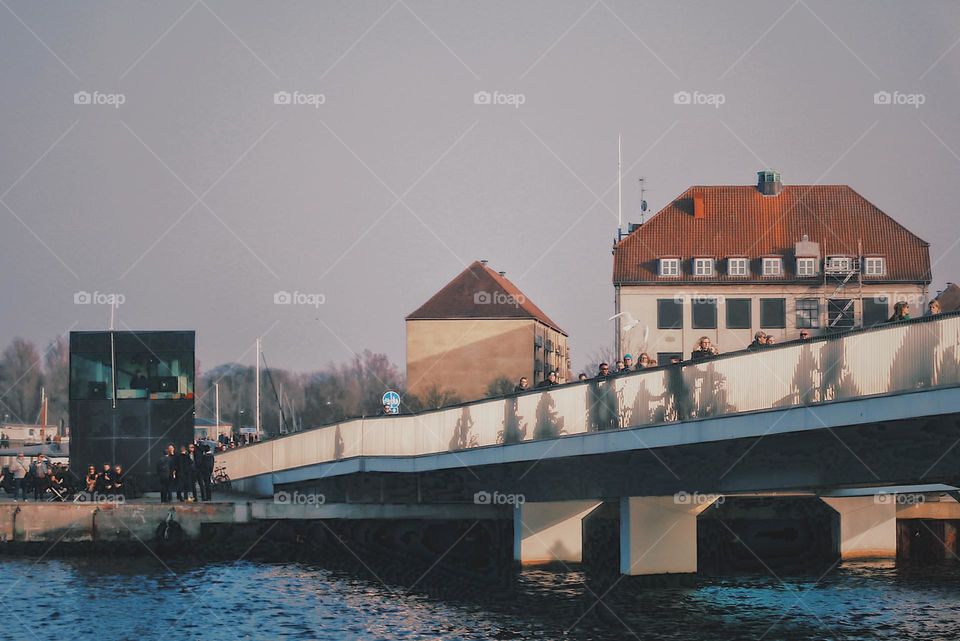 Walking over the bridge 