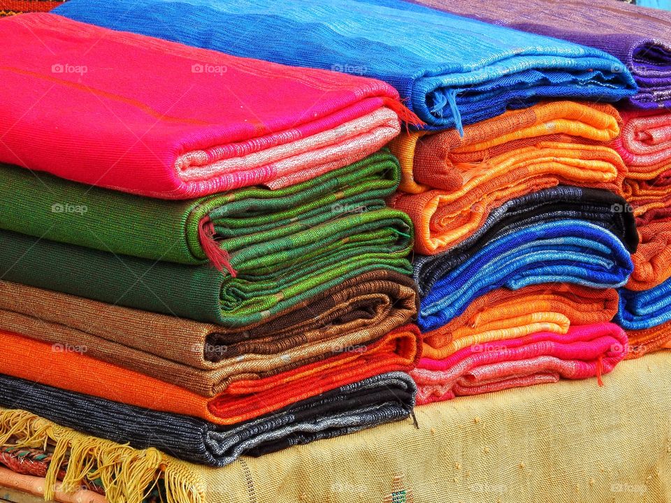 Close-up of colorful fabrics