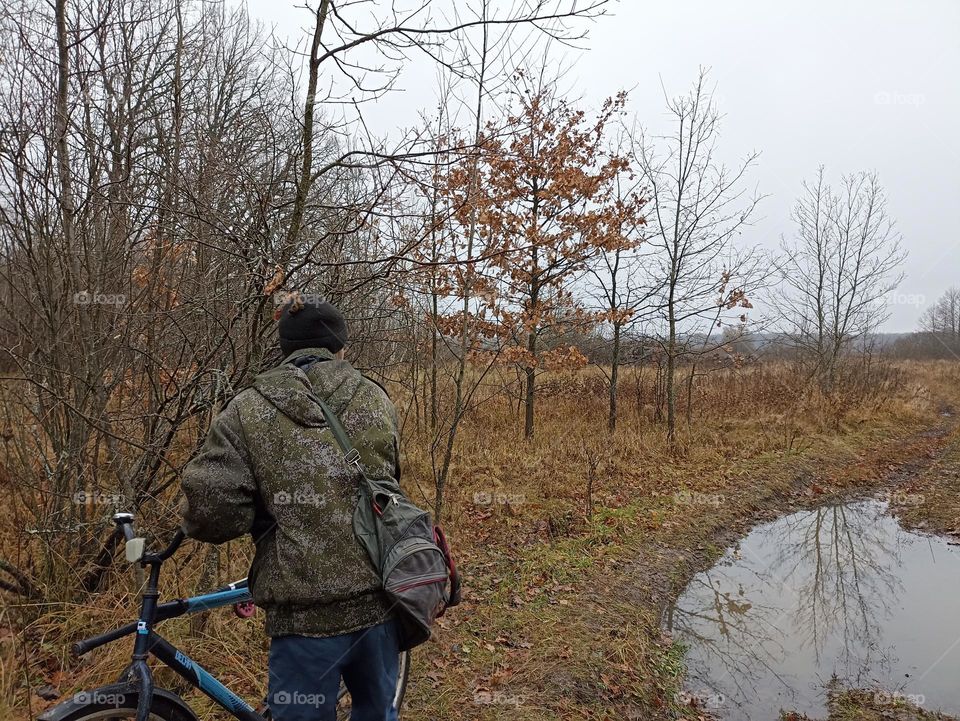 A man in the autumn forest