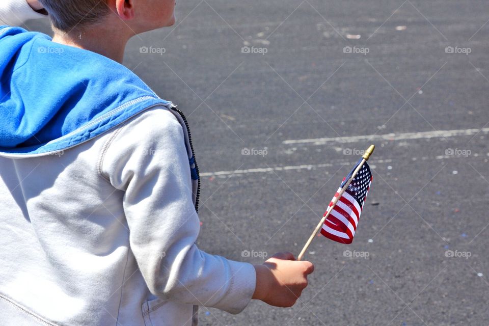 Child with US flag