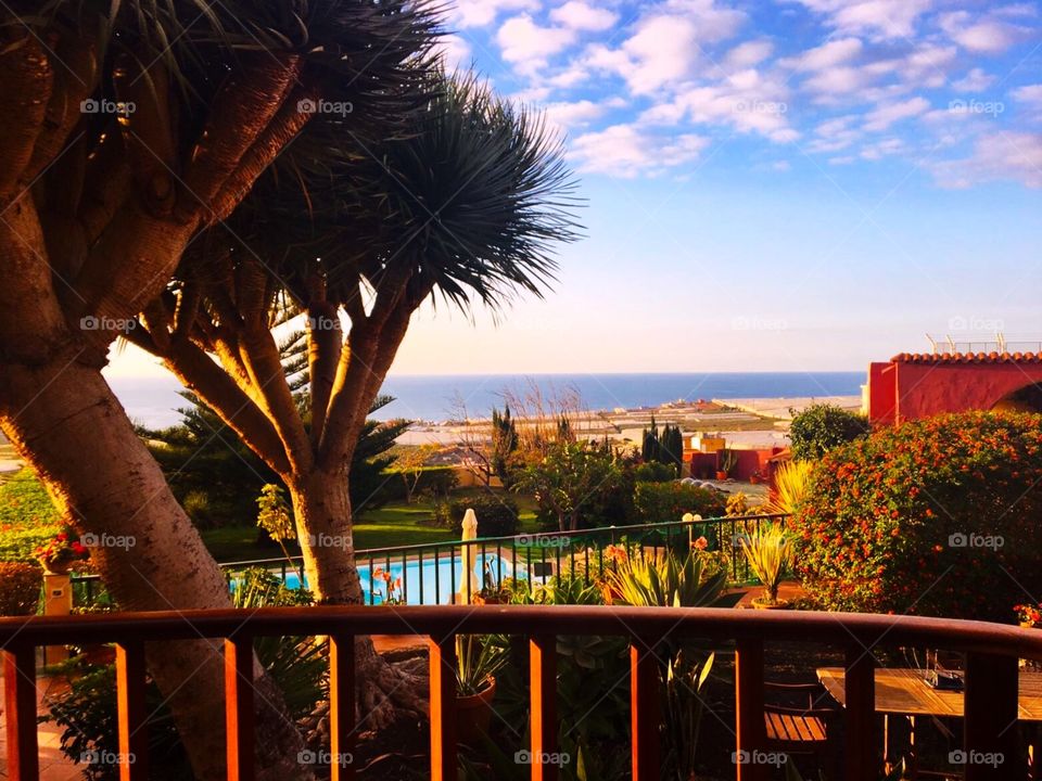 Blue sky the ocean nature and the perfect house 