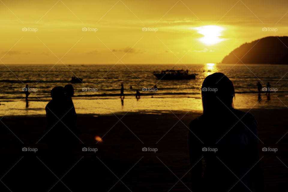 Beautiful sunset at the beach in Malaysia