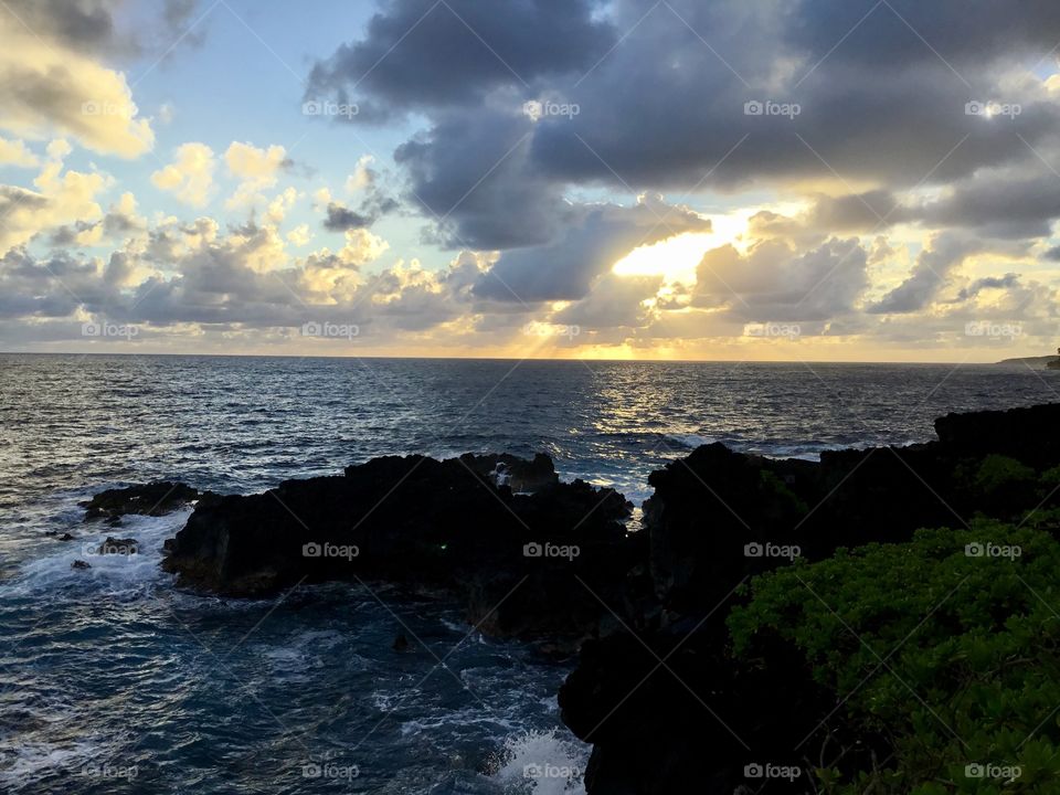 Sunrise by the sea cliffs