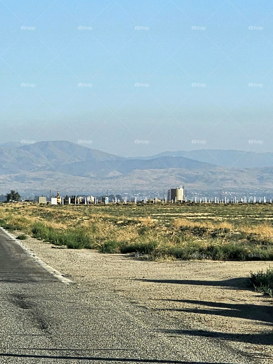 Haze covered mountains