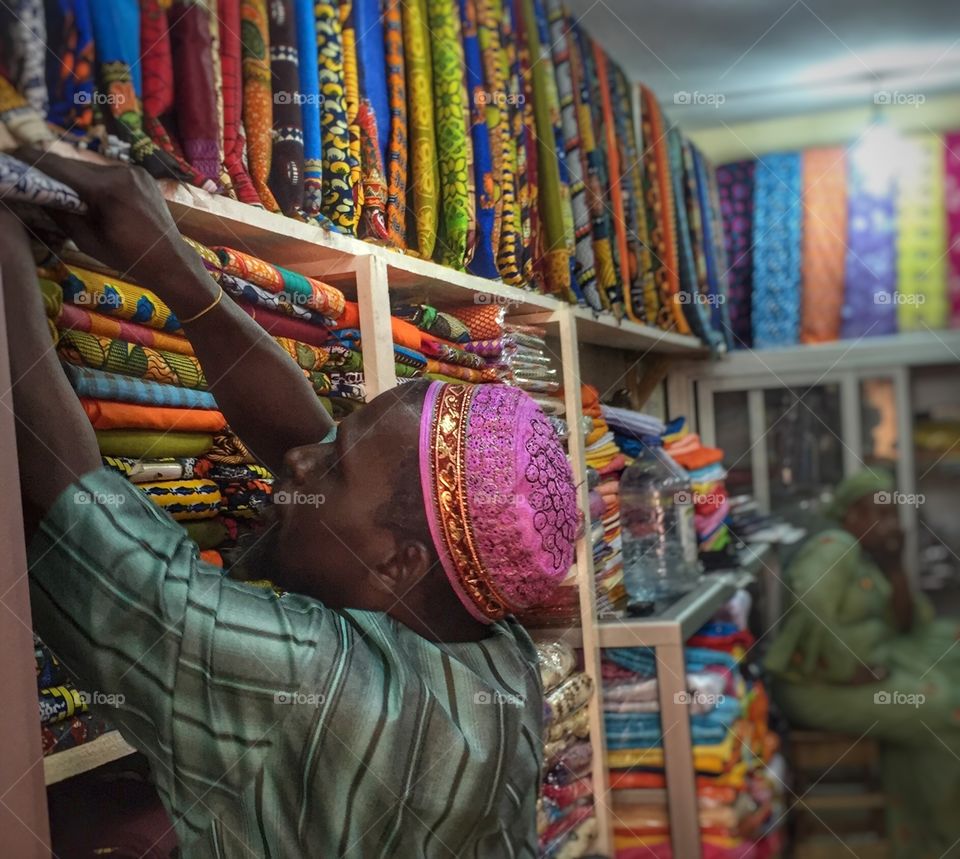 At the fabric shop 