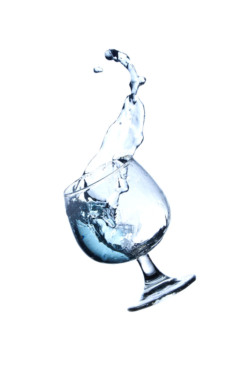 water splash. Wine glass and water splash