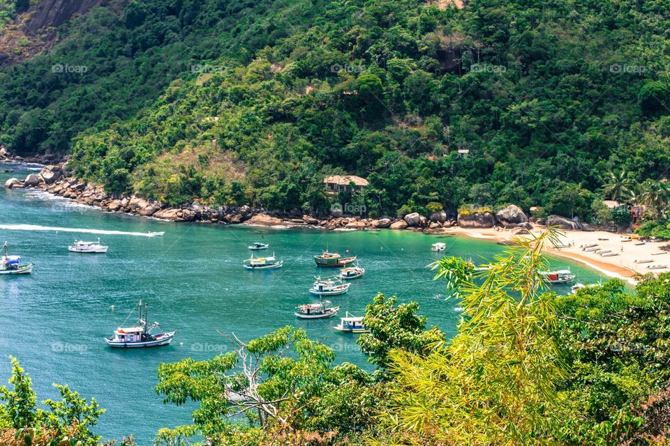 View. Overview of a small beach near Paraty, called Pouso do Cajaiba, at Rio de Janeiro 