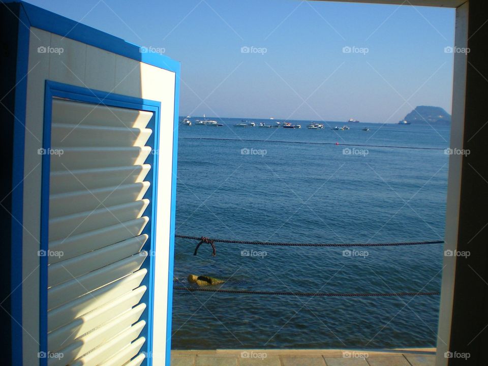 Scenic view of sea from window