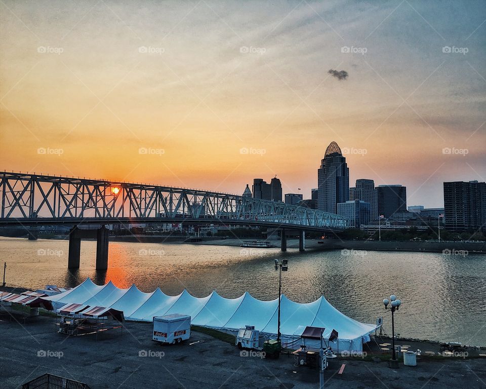 Cincinnati from Kentucky. The Ohio River.