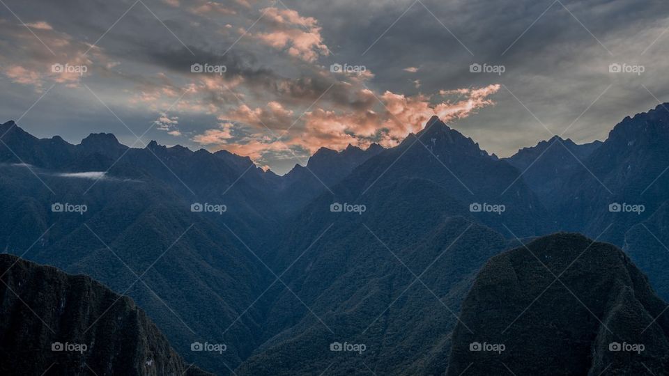 Scenic view of mountain sunset