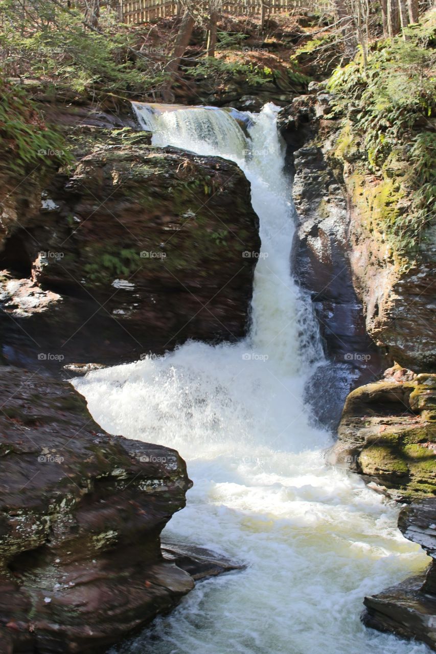 Raging spring waterfall