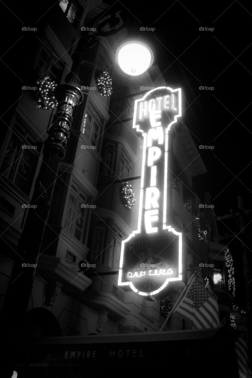 empire motel. B&W of a neo sign