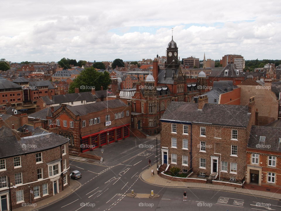 The old buildings along the streets in York England 