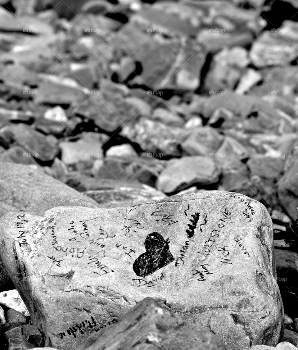 Romantic Love Messages - Love messages left on a rock by visiting tourist. 