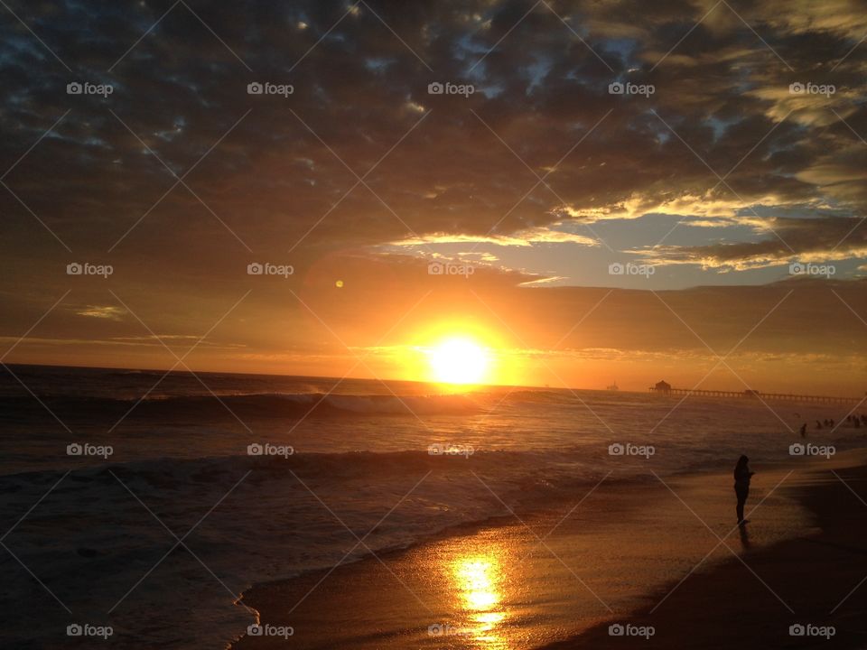 Sunset reflexion on beach