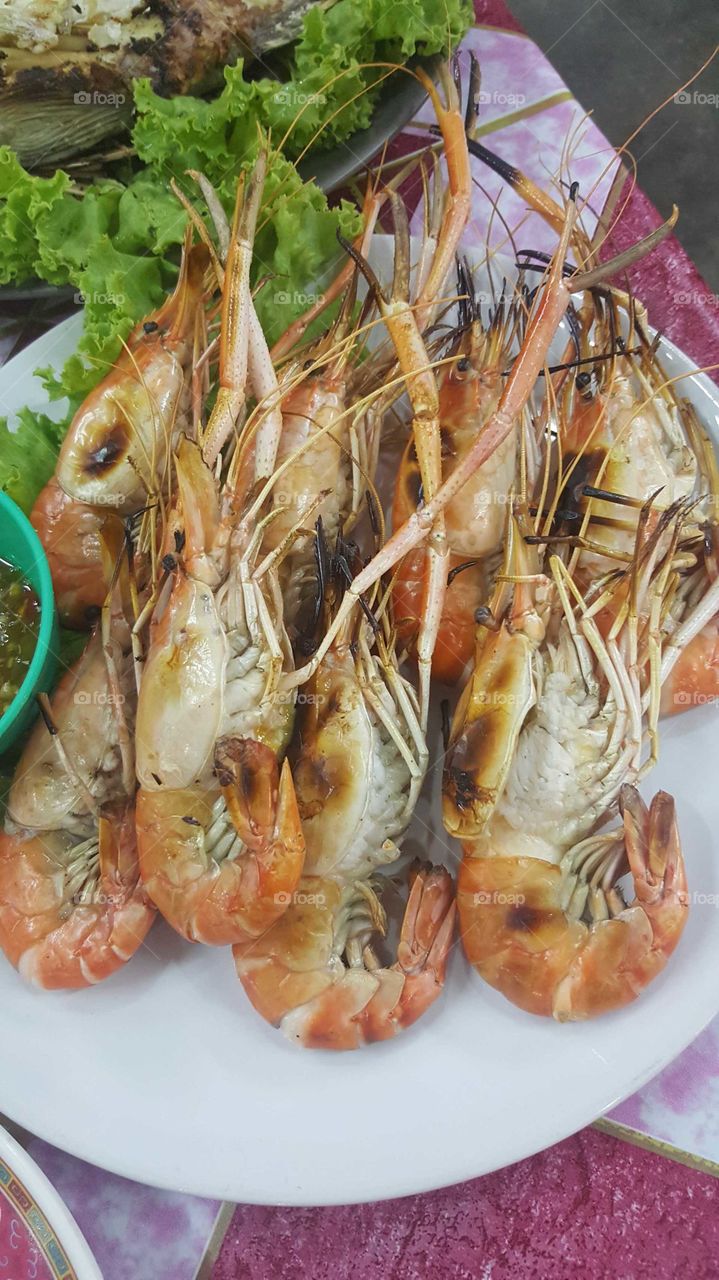 Plate of prawns in Koh Samet Thailand
