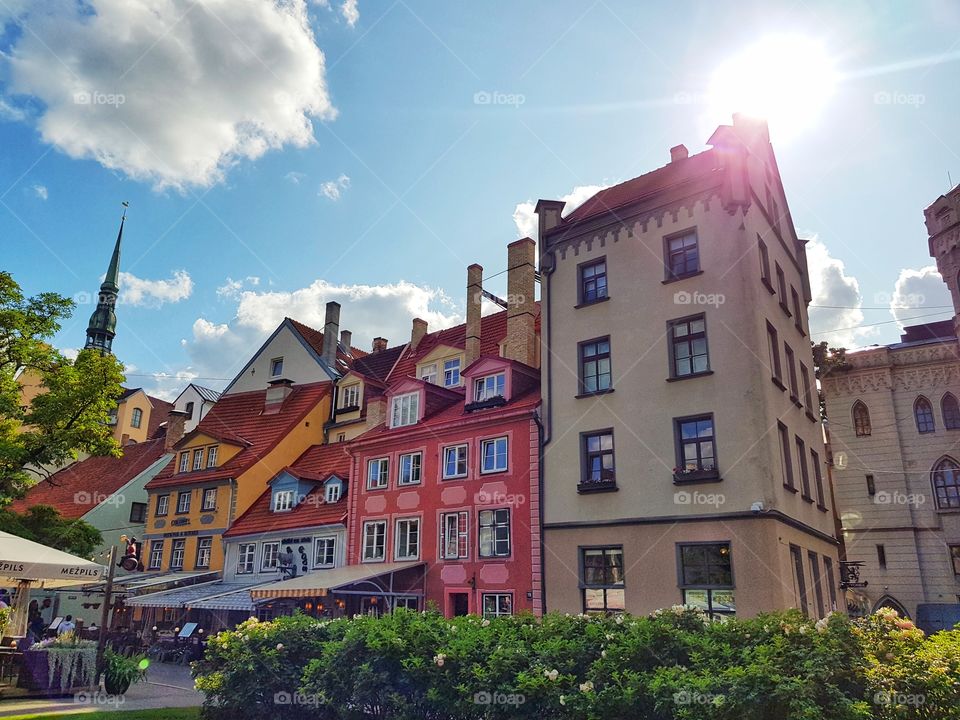 Colorful buildings.