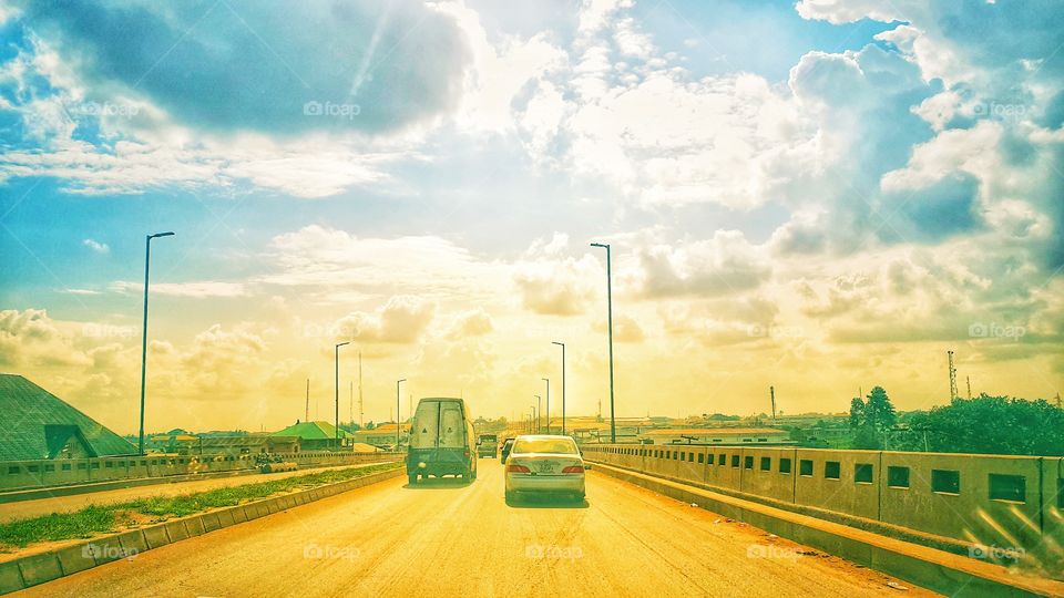 fly over bridge with sky blue