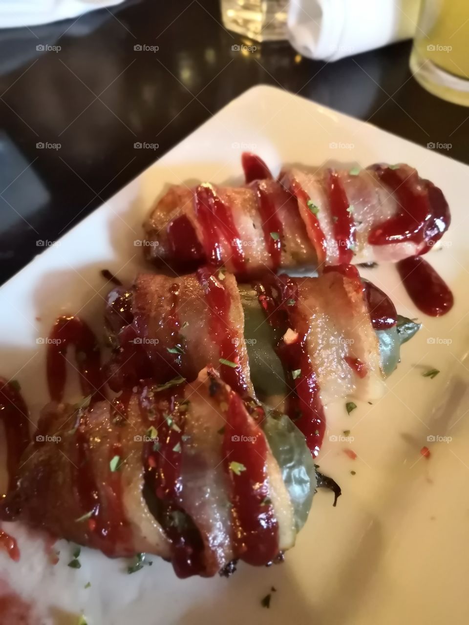 cream cheese filled Jalapeno wrapped in bacon!