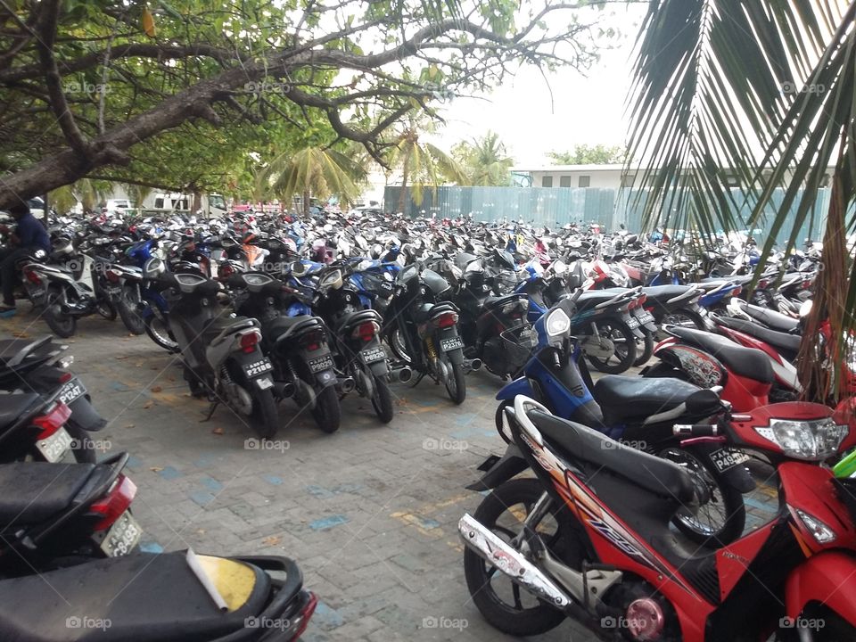 Motorcycle parking in Male - Maldives