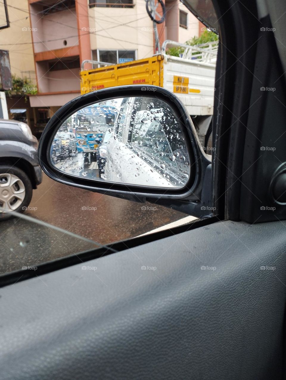 rain through mirror...