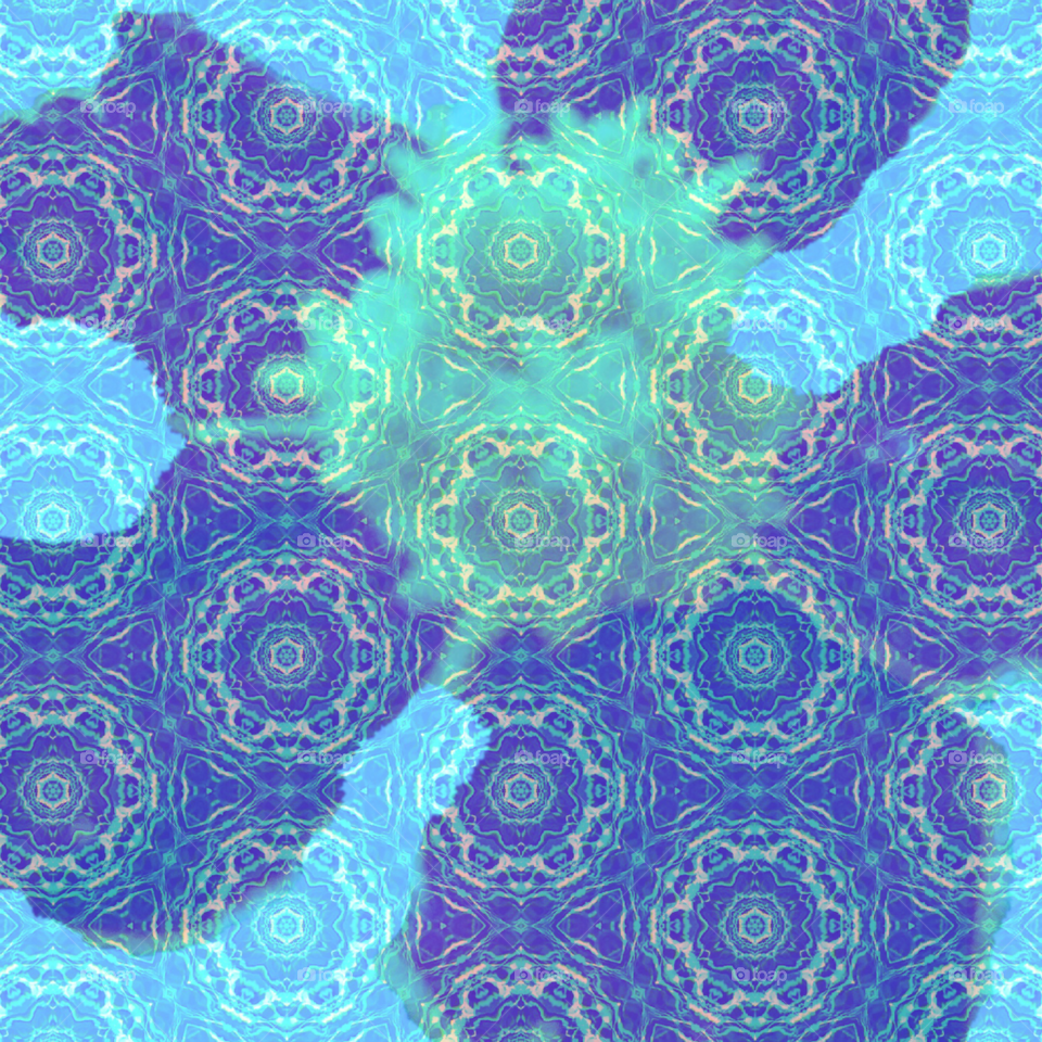 Floral abstract pattern in Blue and Turquoise