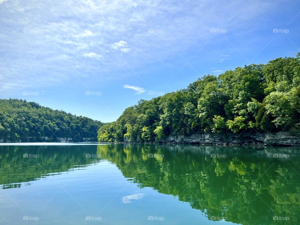 Bright colorful warm summer day out on the lake 