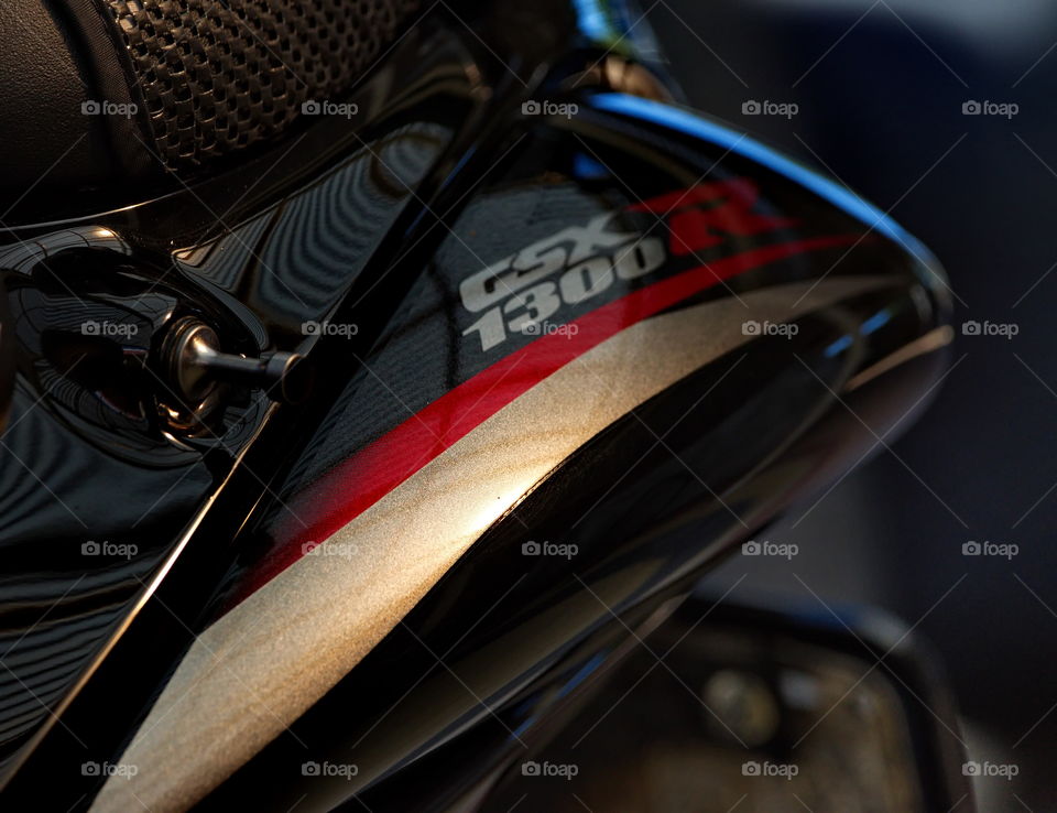 Close up of the tail faring of a Suzuki Hyabusa