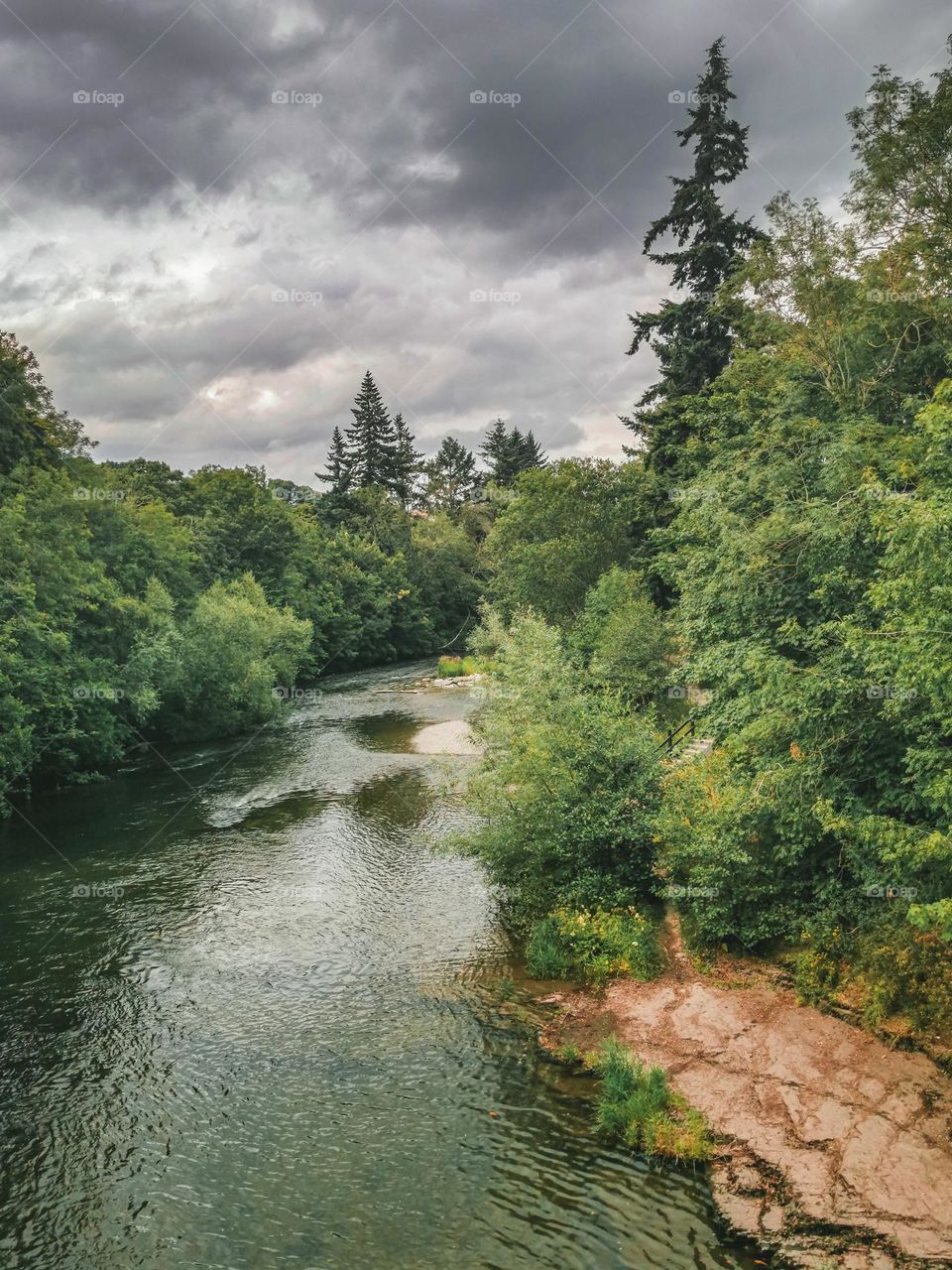 River Hafren in Newtown Powys