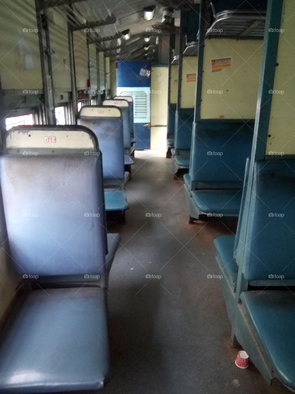 Passenger compartment of a train inIndia.