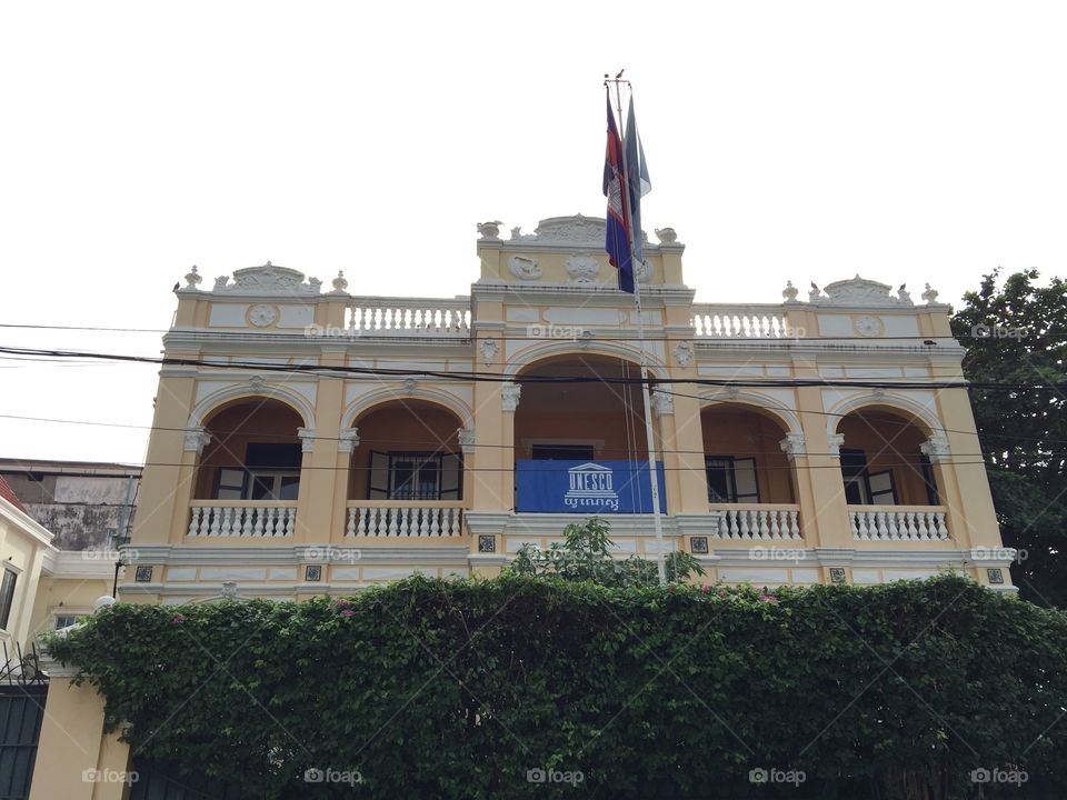 Old building behind Royal Palace of Cambodia 