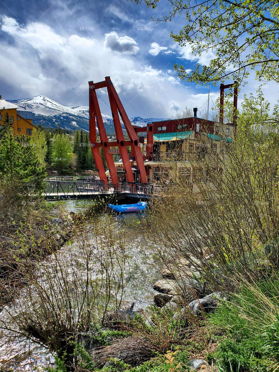 A beautiful summer day in Breckenridge Colorado and snow persists on the mountains