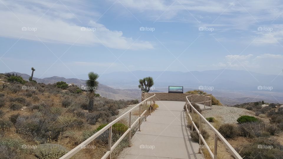 the path to a great "lookout point" overlooking a large valley in Joshua Tree Park