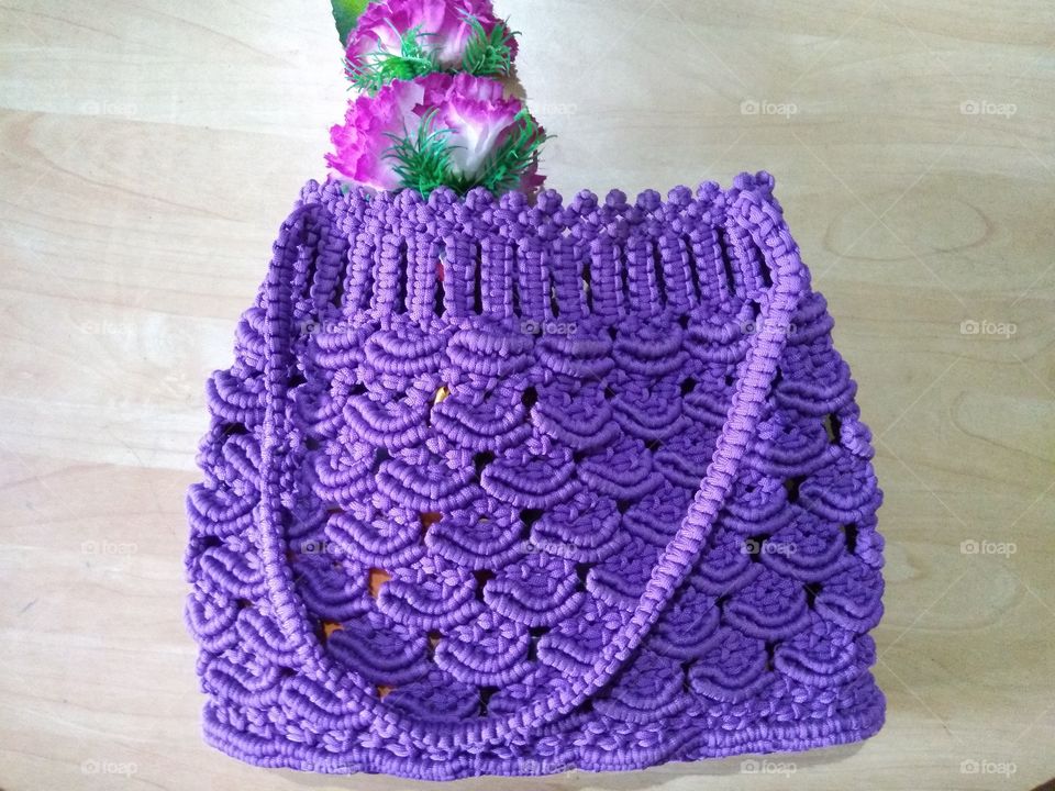 purple bag with purple flower