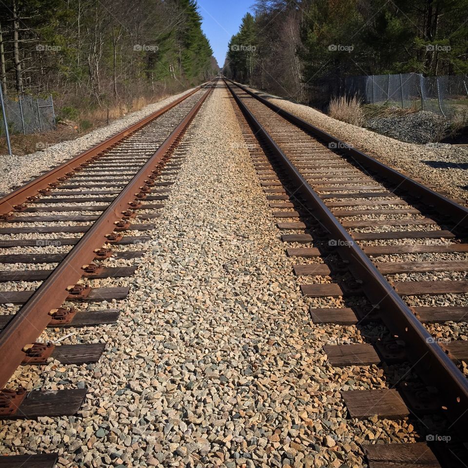 Double Train Tracks in Hanson Massachusetts 
