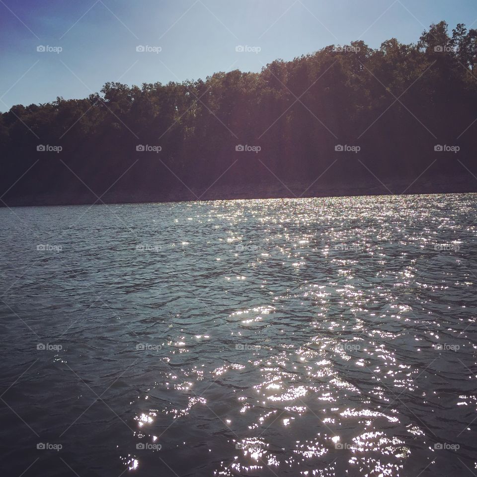 A beautiful sunny summer day on a boat on the lake in Kentucky 