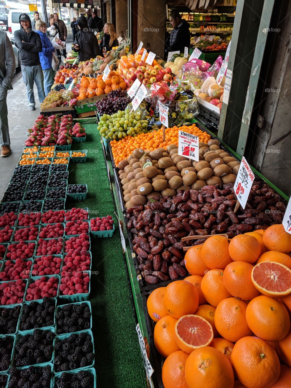 Fresh fruit at Pike's Market in Seattle, Washington. The colors and flavors of the local fruits are intense and bright!