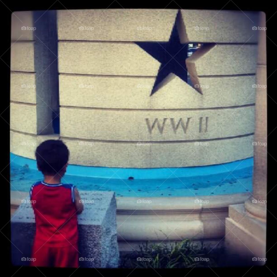thank you grandpop. my son gazing at the world war 2 monument in sea isle city, New jersey