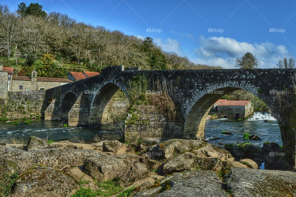 Ponte Maceira, Galicia. Medieval bridge, Camino de Santiago, Galicia