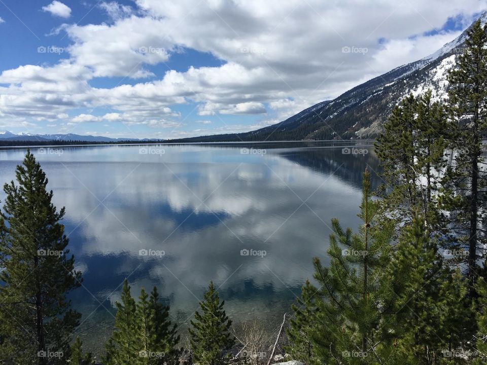 Reflection of clouds on lake