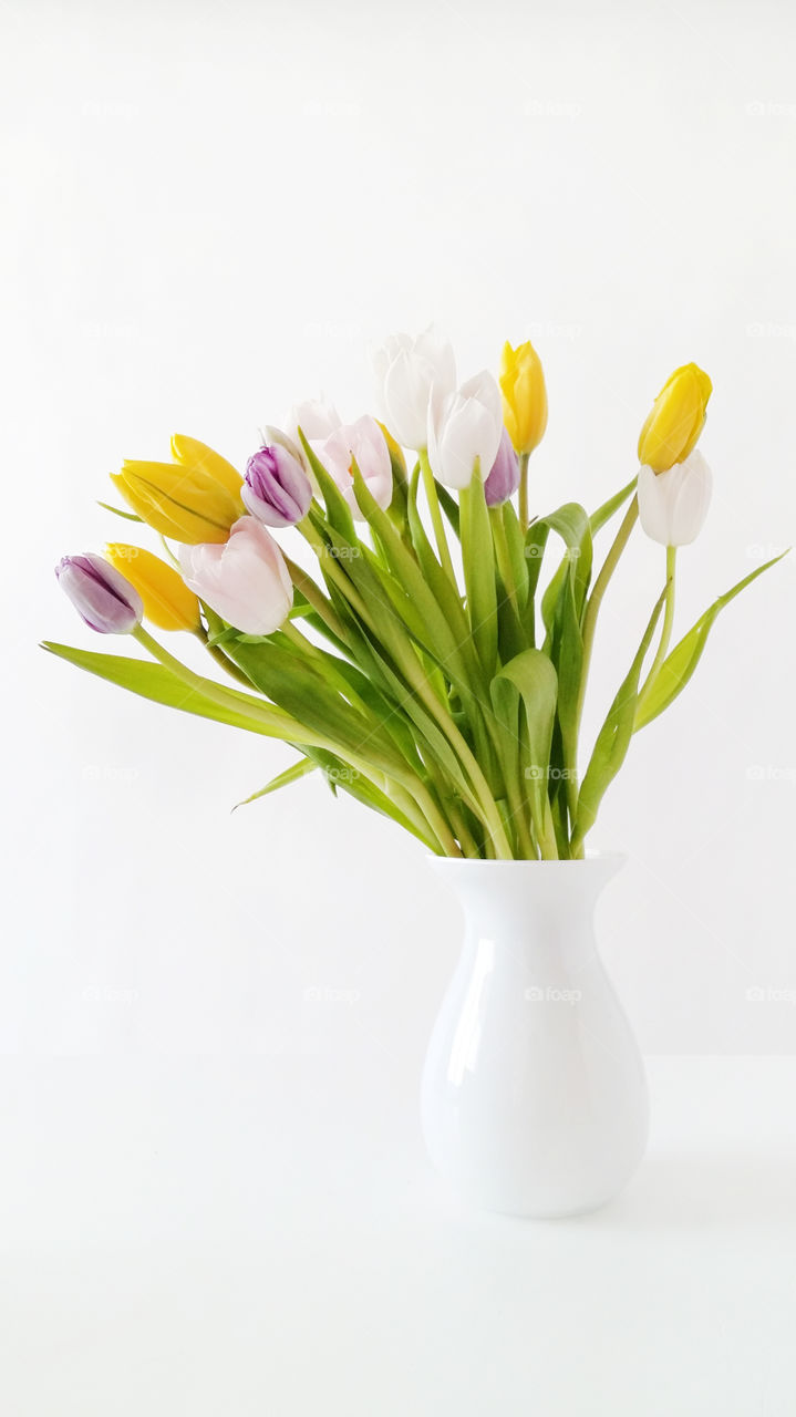 Beautiful bouquet of tulips. Spring flowers