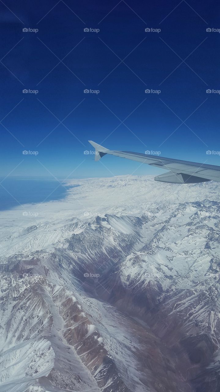 aerial view of andes Mountain with snow