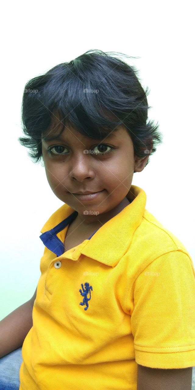 cute indian boy, indian child, yellow t shirt child