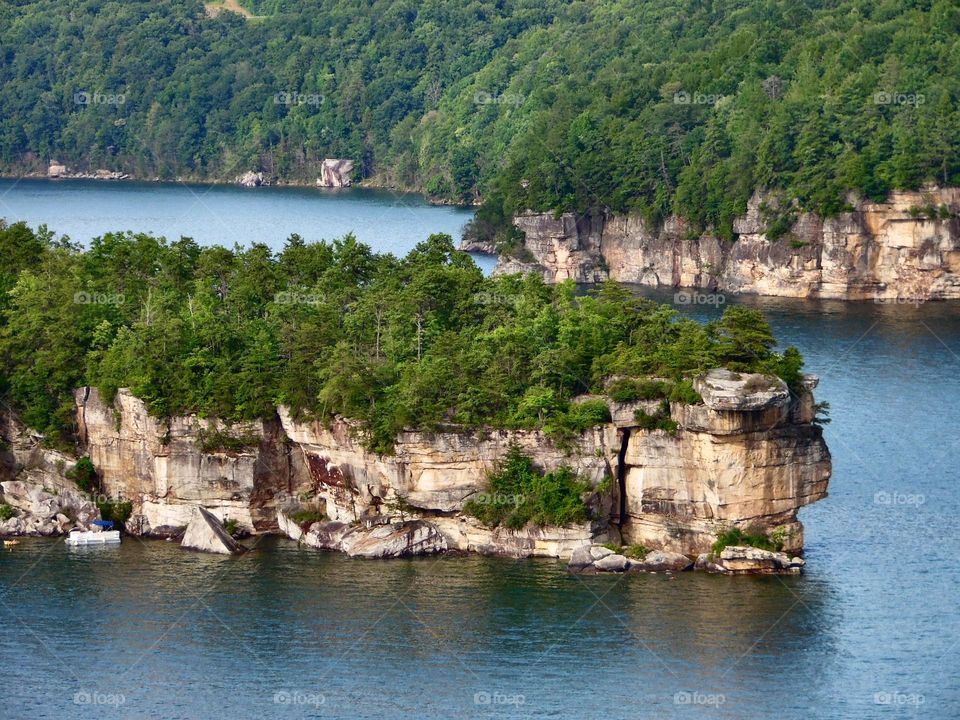 Beautiful rock island located in Summersville Lake, WV.