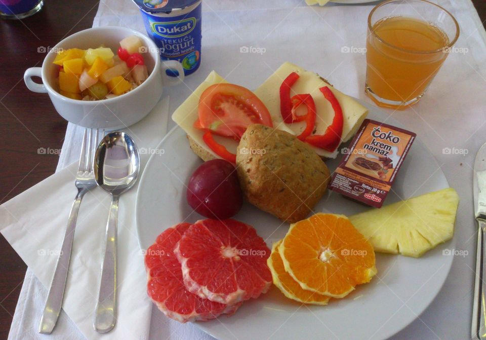 colorful  hotel breakfast